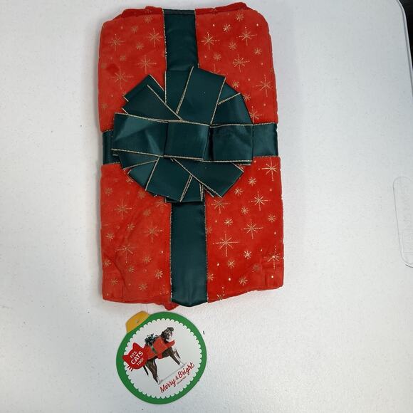 Merry Bright M Medium Dog Cat Costume Christmas Present Holiday Apparel Red Bow - Picture 2 of 7